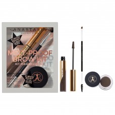 Лімітований набір Anastasia Beverly Hills Melt-Proof Brow Kit Dark Brown (повнорозмірні продукти: помадка для брів 4гр + гель для брів 4,4гр + пензлик для брів Brush 12)