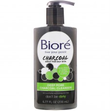 Гель для вмивання з вугіллям для очищення пор Biore Deep Pore Charcoal Cleanser 200мл Гель для вмивання з вугіллям для очищення пор Biore Deep Pore Charcoal Cleanser 200мл