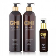 Набор для волос с аргановым маслом CHI Argan Oil (Шампунь 739мл + Кондиционер 739мл + Масло 89мл)
