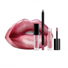 Набор для губ HUDA BEAUTY Contour & Strobe Set Muse & Angelic (полноразмерный карандаш для губ 1,2гр + блеск для губ 1,9мл + матовая помада для губ 1,9мл)
